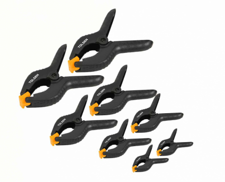 Menghine si accesorii - Set 14 cleme cu arc, dimensiuni 3-1/2'' - 9'', corp PP + fib