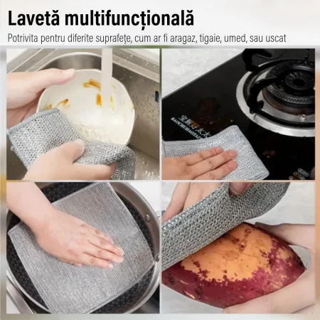 Set 6 Bureți din Oțel Inoxidabil Durabili pentru Curățarea Vaselor și Aragazului [1]