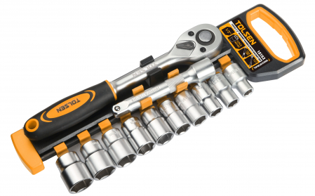 Seturi de chei - Set de 12 chei tubulare de 1/2" cu maner cu clichet Cr-V, In