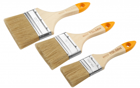 Vopsit & zugravit - Set de 3 perii pentru zugravit cu maner din lemn, 2", 3", 4"