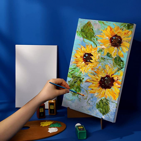 Set de 5 buc pânză de pictură Magicfly,  pânză de pictură 20x30cm, 30x40cm albă 100% bumbac pânză preîntinsă cu 8 pene de lemn și 3 suporturi de hârtie pentru turnarea picturii acrilice [2]