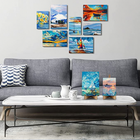 Set de 5 buc pânză de pictură Magicfly,  pânză de pictură 20x30cm, 30x40cm albă 100% bumbac pânză preîntinsă cu 8 pene de lemn și 3 suporturi de hârtie pentru turnarea picturii acrilice [3]