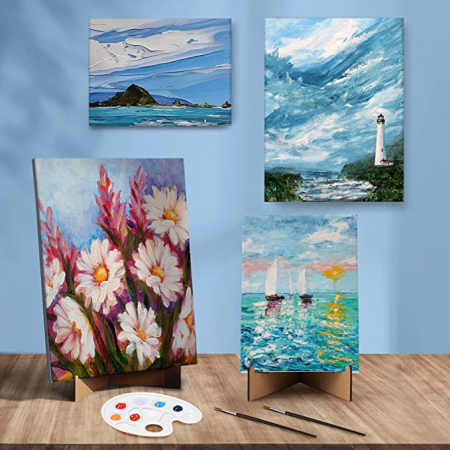 Tablouri - Set de 5 buc pânză de pictură Magicfly,  pânză de pictură 20x30cm, 30x40cm albă 100% bumbac pânză preîntinsă cu 8 pene de lemn și 3 suporturi de hârtie pentru turnarea picturii acrilice