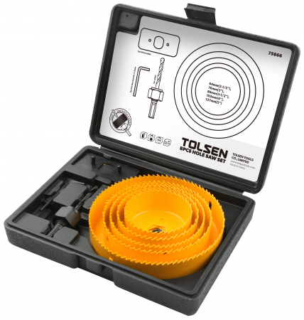 Freze si carote - Set de 8 ferastraie inelare, pentru lemn, dim 64 mm - 127 mm