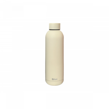 Bucatarie & Servire - Termos tip sticla sport, capacitate 500ml, interior din inox, pereti dublii, crem