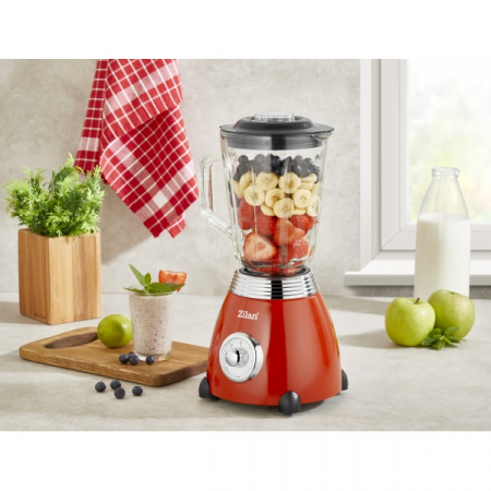 Blender RETRO Rosu, capacitate 1.5 L, putere 500W, lame din otel [10]