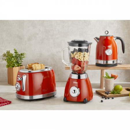 Blender RETRO Rosu, capacitate 1.5 L, putere 500W, lame din otel [9]