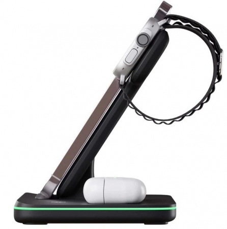 Statie Incarcare wireless 3 in 1, Compatibil Cu Apple Watch, Airpods, iPhone, Android, Samsung, Huawei, Xiaomi, culoare-negru.Fast Charger 15W Incarcare Rapida [3]