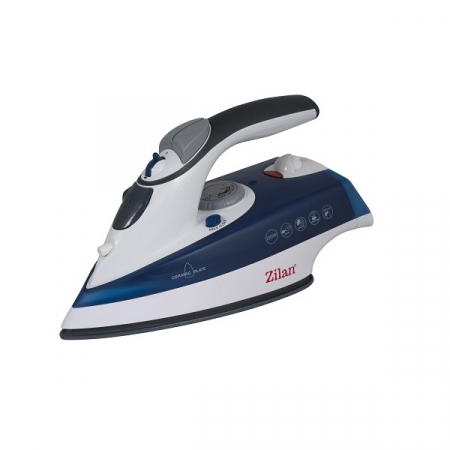 Fiare de calcat - Fier de calcat talpa ceramica,Albastru Putere 2200W, calcare cu aburi si uscata, functie autocuratare