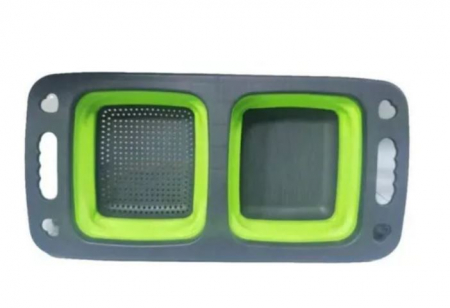 Accesorii electrocasnice mici - Strecuratoare Pliabila din Silicon cu Dubla Compartimentare Eficienta