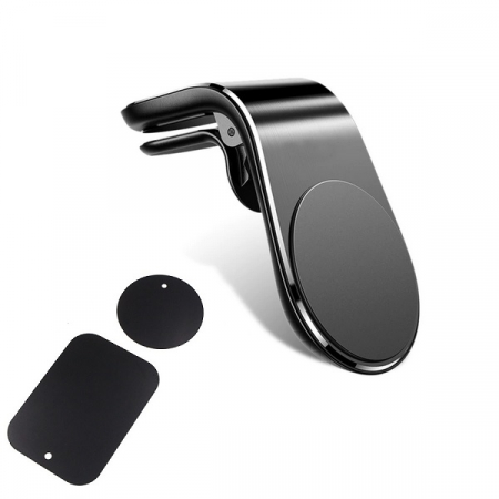 Accesorii GSM - Suport auto magnetic pentru telefon cu prindere pe grila de ventilatie, universal cu 1x placuta metalica