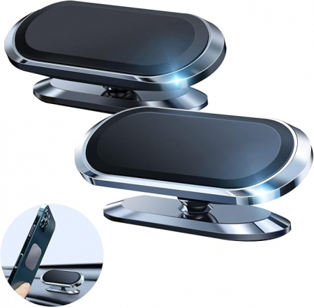 Accesorii GSM - Suport magnetic rotativ 360, din aliaj  compatibil cu orice tip de telefon, culoare argintie 80x29x28mm