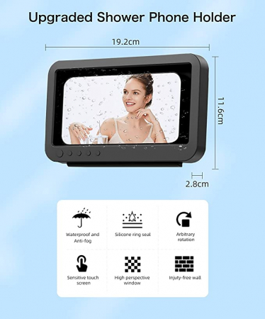 Suport rotativ pentru telefon QZW ecran tactil HD anti-aburire rezistent la apă negru [4]