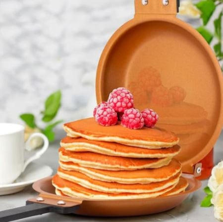 Tigai - Tigaie dubla antiaderenta  pentru clatite  cu manere reci, din ceramica si titan