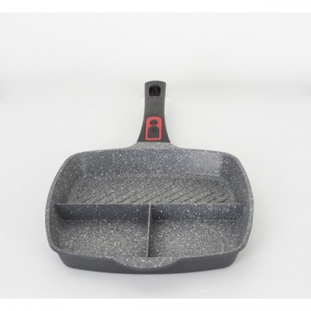 Tigaie grill 3in1,28 cm, Material aluminiu, Interior granit, Maner soft touch detasabil, Compatibil inductie [3]