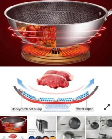 Tigaie Wok antiaderenta,34cm cu maner ergonomic,plus cadou o folie de protectie din aluminiu pentru aragaz [6]