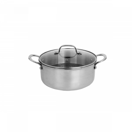 Oale - Oala cu capac, tri-ply, inox, antiaderent, protectie la zgarieturi, usor de spalat, 24 cm,4.3L
