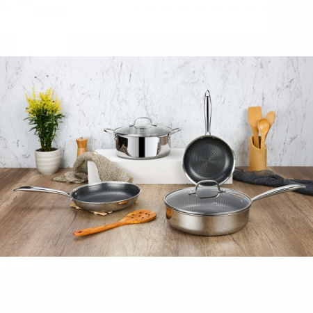Oala cu capac, tri-ply, inox, antiaderent, protectie la zgarieturi, usor de spalat, 24 cm,4.3L [5]