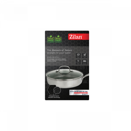 Tigaie inalta cu capac tri-ply, inox, antiaderent, protectie la zgarieturi, usor de spalat, 26 cm ,3.2L [4]
