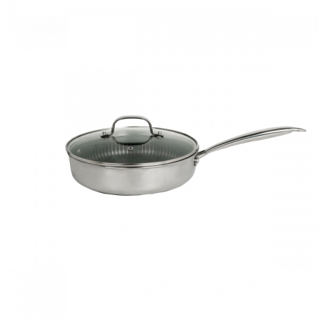 Tigaie inalta cu capac tri-ply, inox, antiaderent, protectie la zgarieturi, usor de spalat, 26 cm ,3.2L Bucătărie - Tigaie inalta cu capac tri-ply, inox, antiaderent, protectie la zgarieturi, usor de spalat, 26 cm ,3.2L