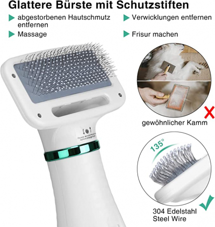 Uscător de câini cu pieptene  2 în 1, perie pentru animale de companie, temperatură reglabilă [5]