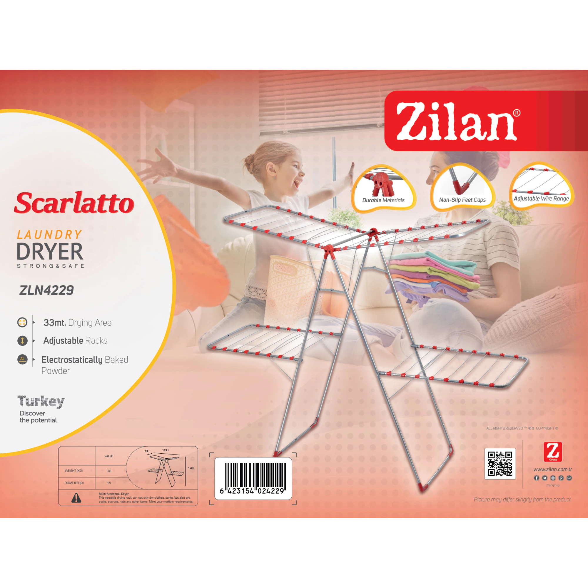 Uscator de rufe Scarlatto, Suprafata uscare 33 m [2]