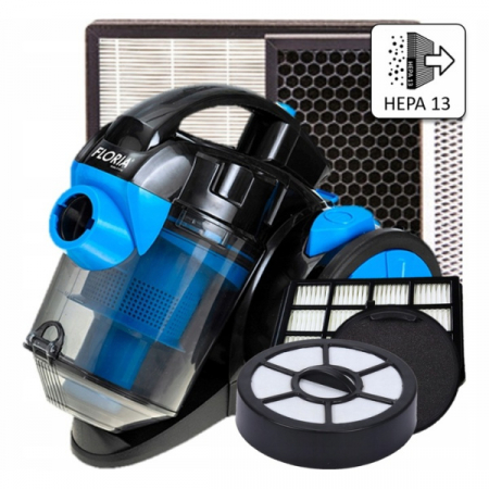 Aspirator fara sac,bleu-negru filtru HEPA 13, filtrare ciclonica, capacitate colectare 1.5L, putere 700W [6]