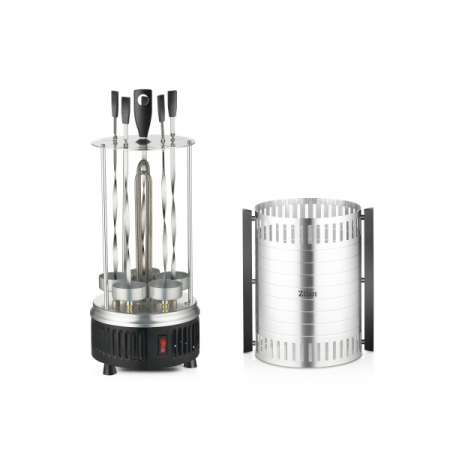 Gratar vertical argintiu, putere 900W, rotatie automata, 5 bete pentru frigarui [4]