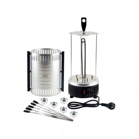 Gratar vertical argintiu, putere 900W, rotatie automata, 5 bete pentru frigarui [2]