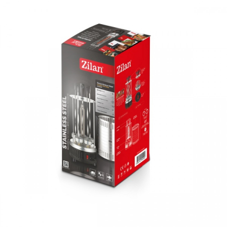 Gratar vertical argintiu, putere 900W, rotatie automata, 5 bete pentru frigarui [12]