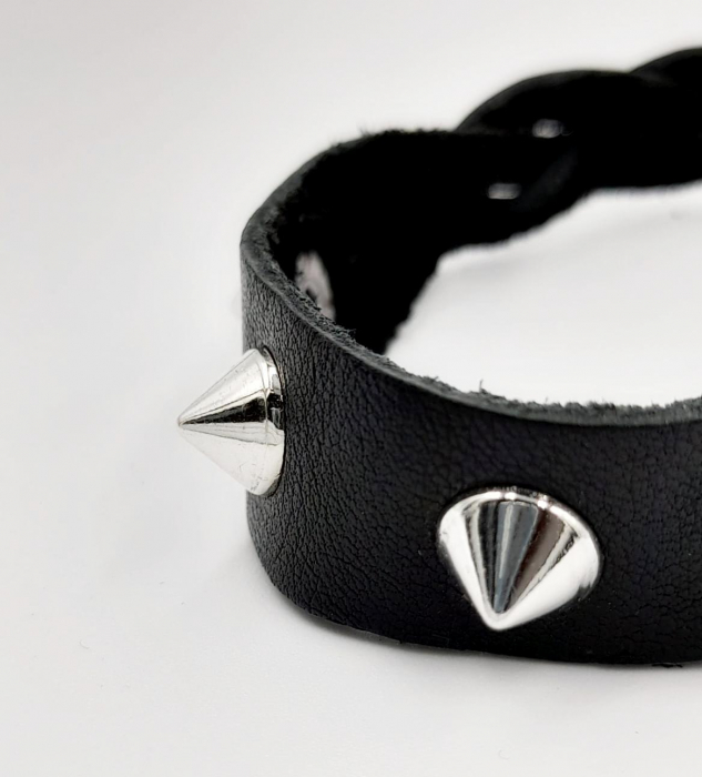 Bratara Piele Impletita Spikes [2]