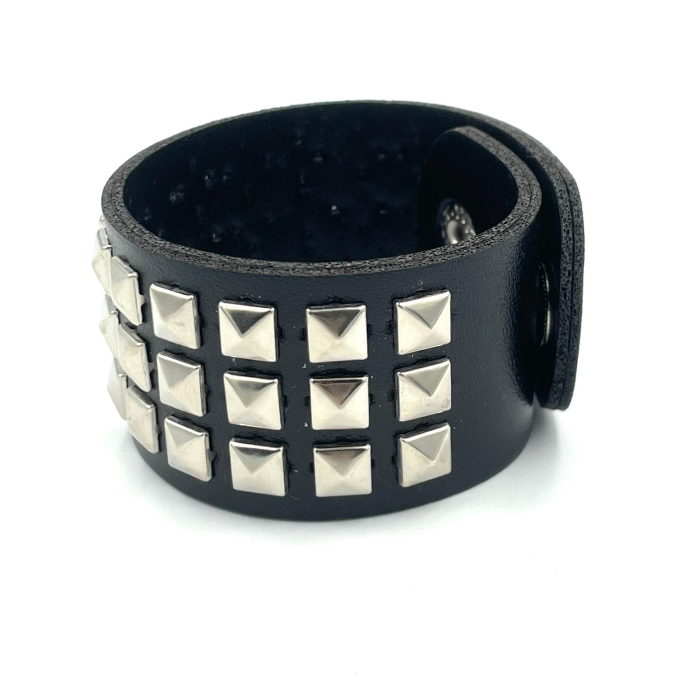 Brățară lată piele capse [5]