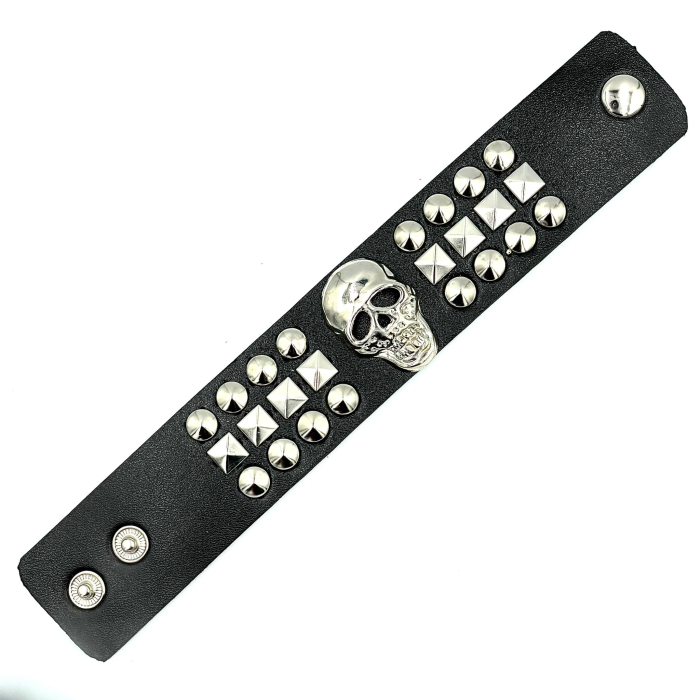Brățară piele rock craniu [4]