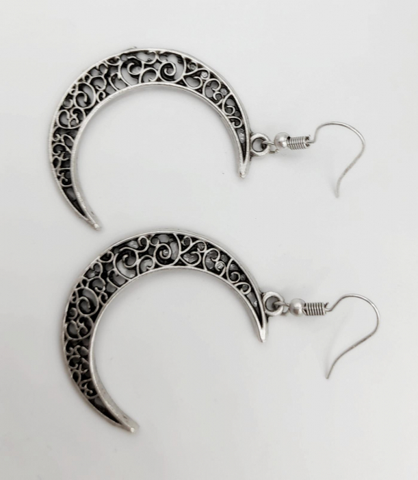 Cercei Zamac Argintat Semiluna [5]
