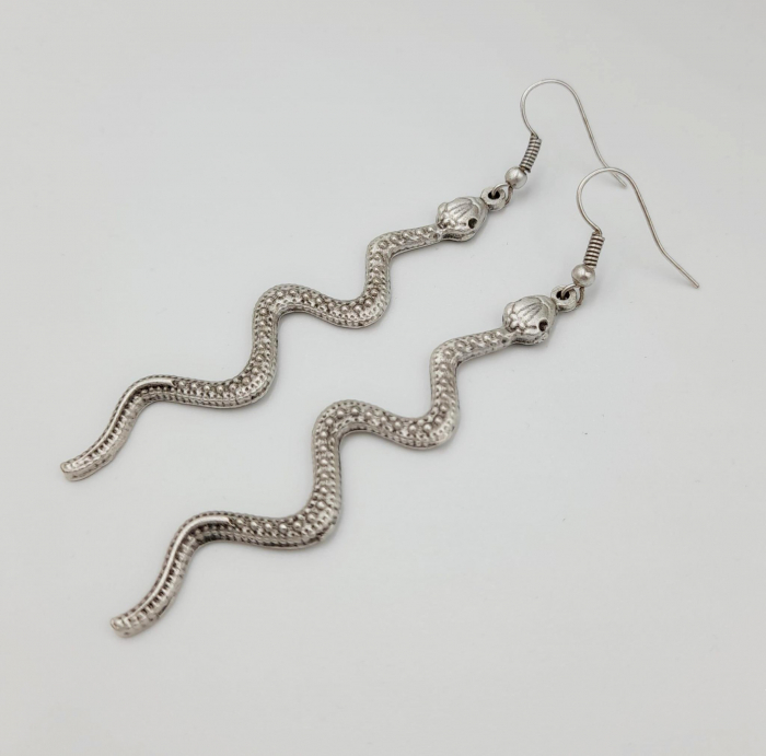 Cercei Zamac Argintat Sarpe [3]