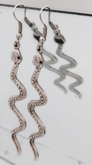 Cercei Zamac Argintat Sarpe [2]