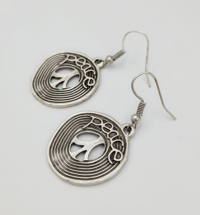 Cercei Zamac Argintat Peace [4]