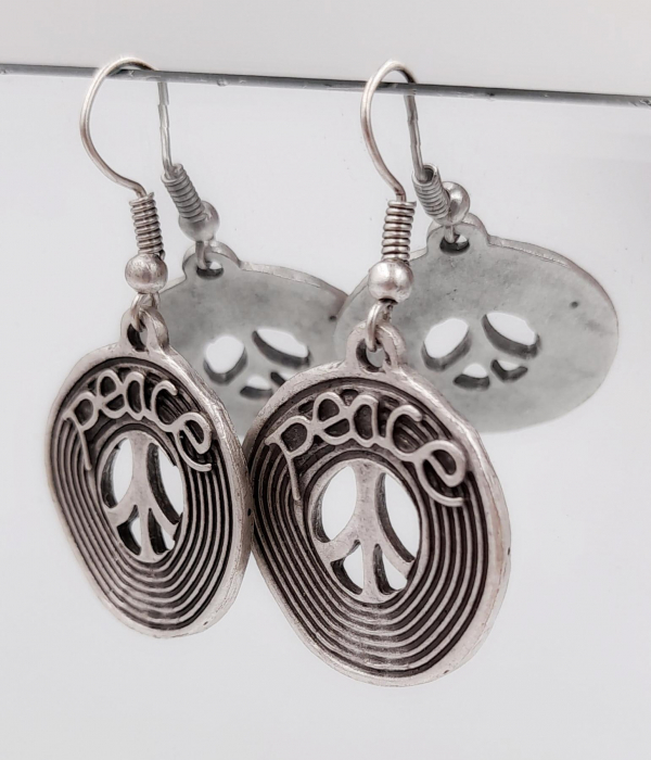 Cercei Zamac Argintat Peace [2]