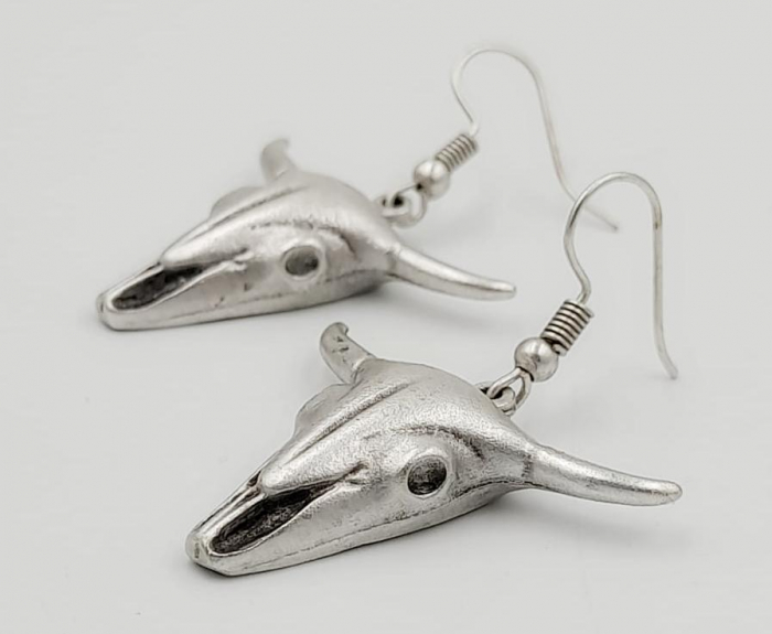 Cercei Zamac Argintat Craniu Bivol [2]