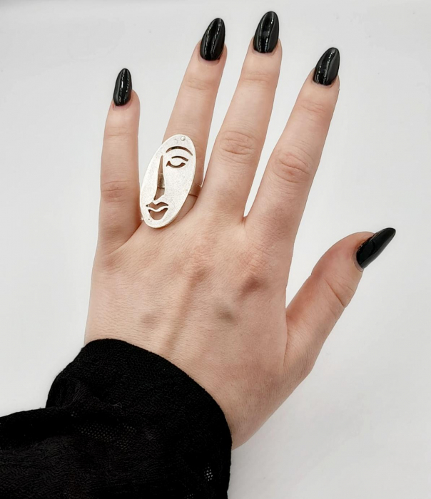 Inel Fata Abstracta  Zamac Argintat [3]