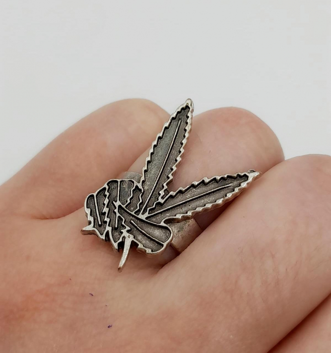 Inel Peace Frunza  Zamac Argintat [2]