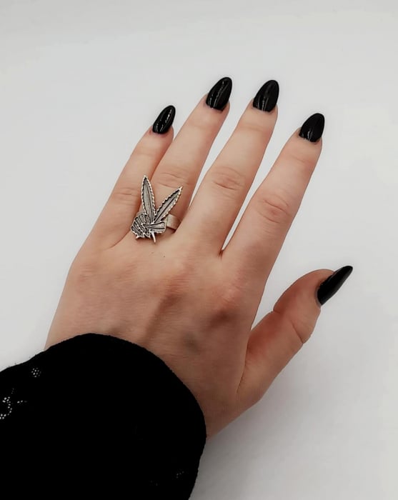 Inel Peace Frunza  Zamac Argintat [3]