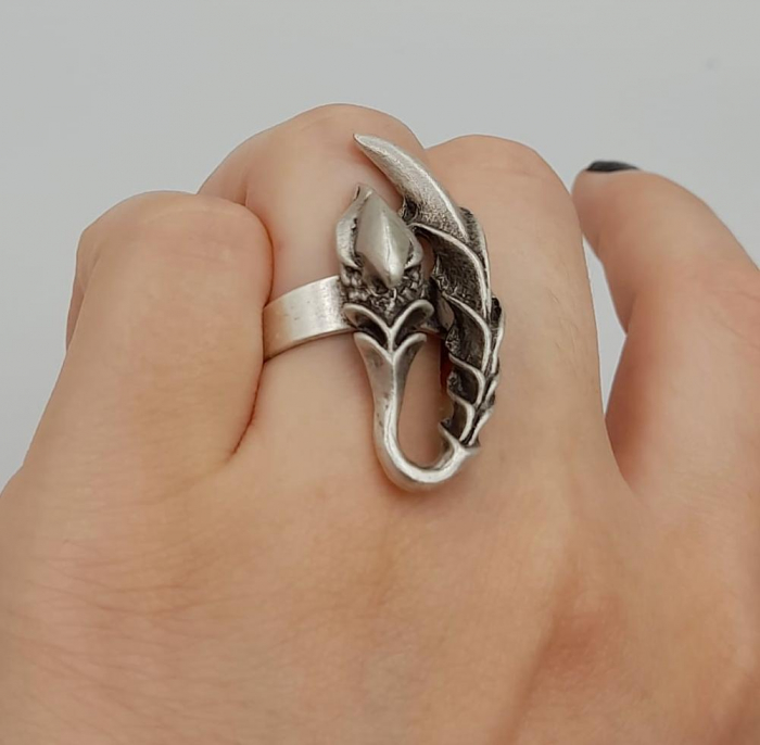 Inel Reglabil Zamac Argintat [3]