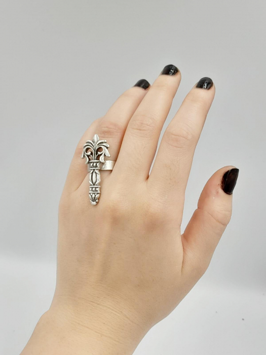 Inel Reglabil Zamac Argintat Model [2]