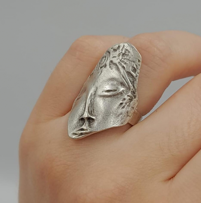 Inel Reglabil Zamac Argintat Fata [2]