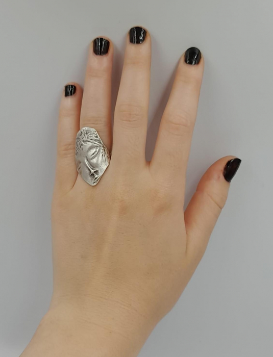 Inel Reglabil Zamac Argintat Fata [4]