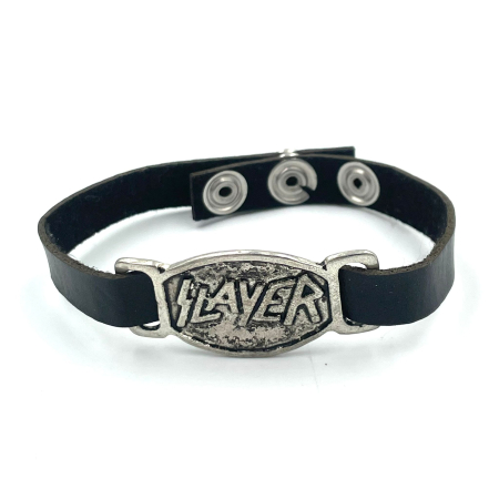 Bijuterii rock, goth, emo, punk - Brățară piele Slayer
