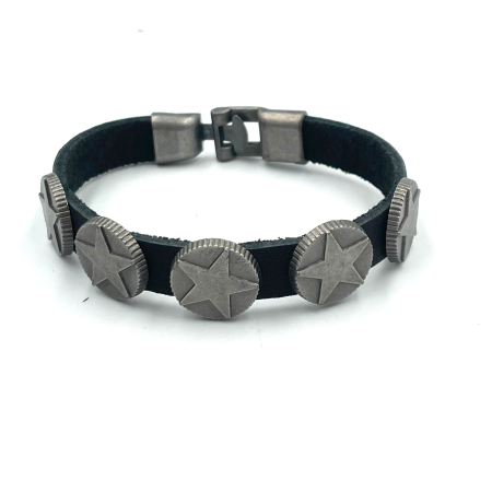 Bijuterii rock, goth, emo, punk - Brățară piele stea