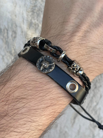 Brățară piele șiret Craniu Bivol [1]