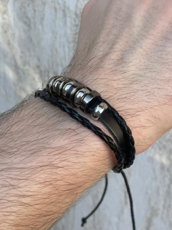 Bijuterii rock, goth, emo, punk - Brățară piele șiret